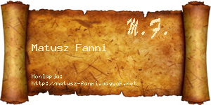 Matusz Fanni névjegykártya